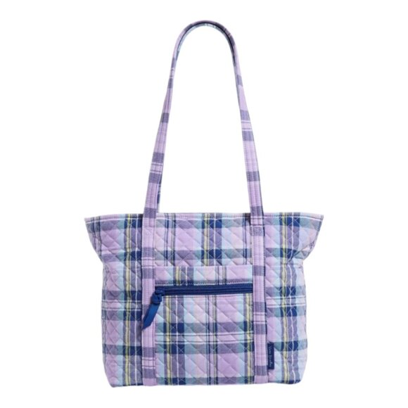 Vera Bradley Small Vera Tote Quilted in Amethyst Plaid Travel Shoulder Bag NWT - Picture 1 of 10